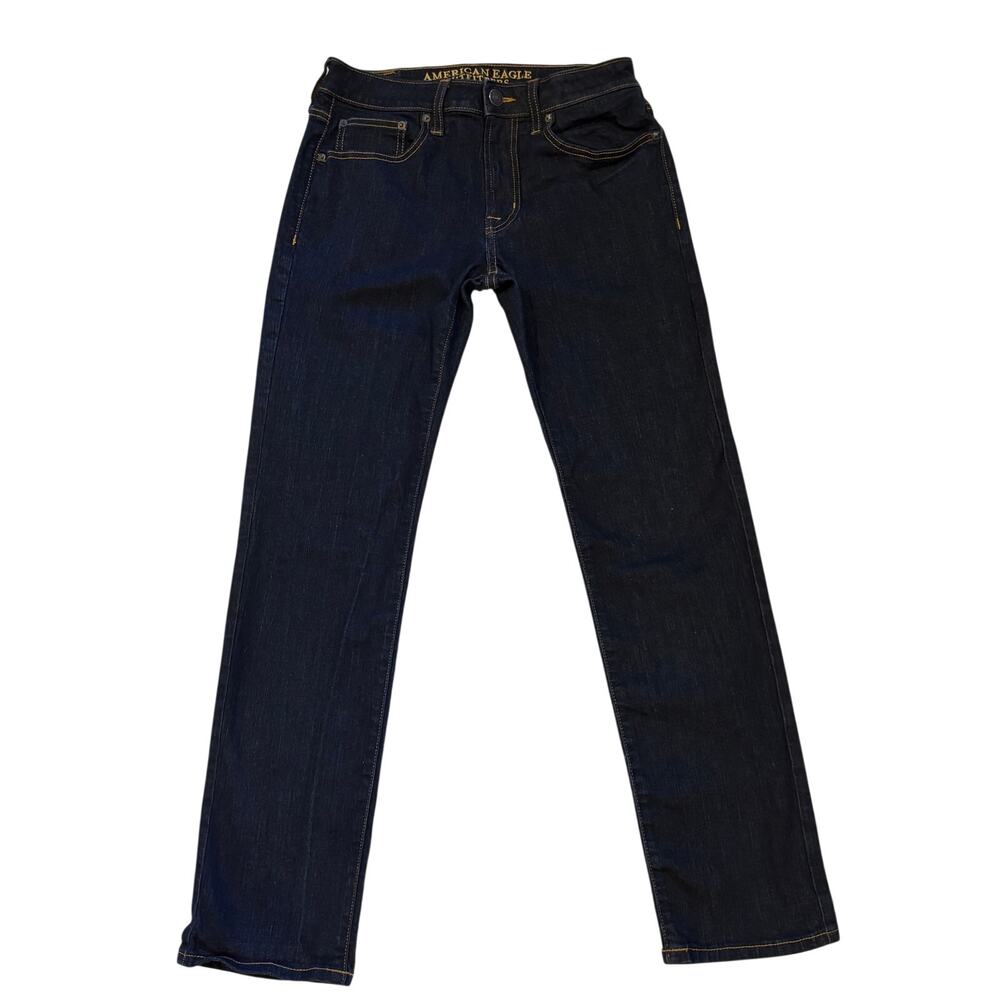 American Eagle Jeans Mens 31x32 Blue Slim Straight Dark Wash Stretch Casual